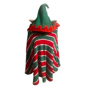 Briefly Stated Ugly Sweater Christmas Elf Hooded Pancho Cape Cloak - One Size